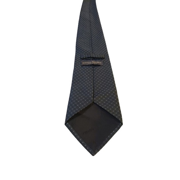 Banana Republic Mens Tie Necktie Dark Green White Micro Dot Silk Classic Length - Picture 4 of 12